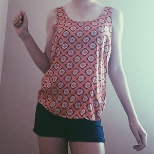 Orange and Navy Patterned Tank